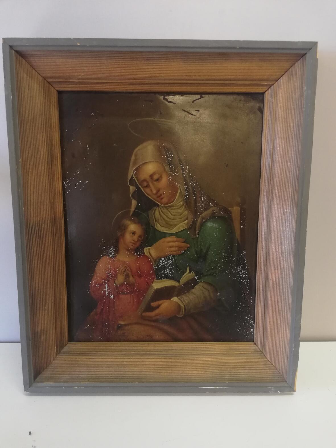 Maria mit Jesuskind - Öl auf Metall