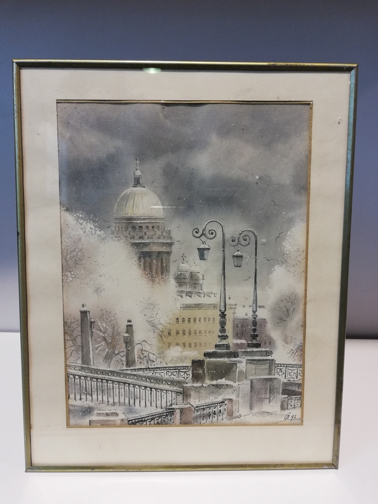 Winterliche Stadtansicht mit Kuppel