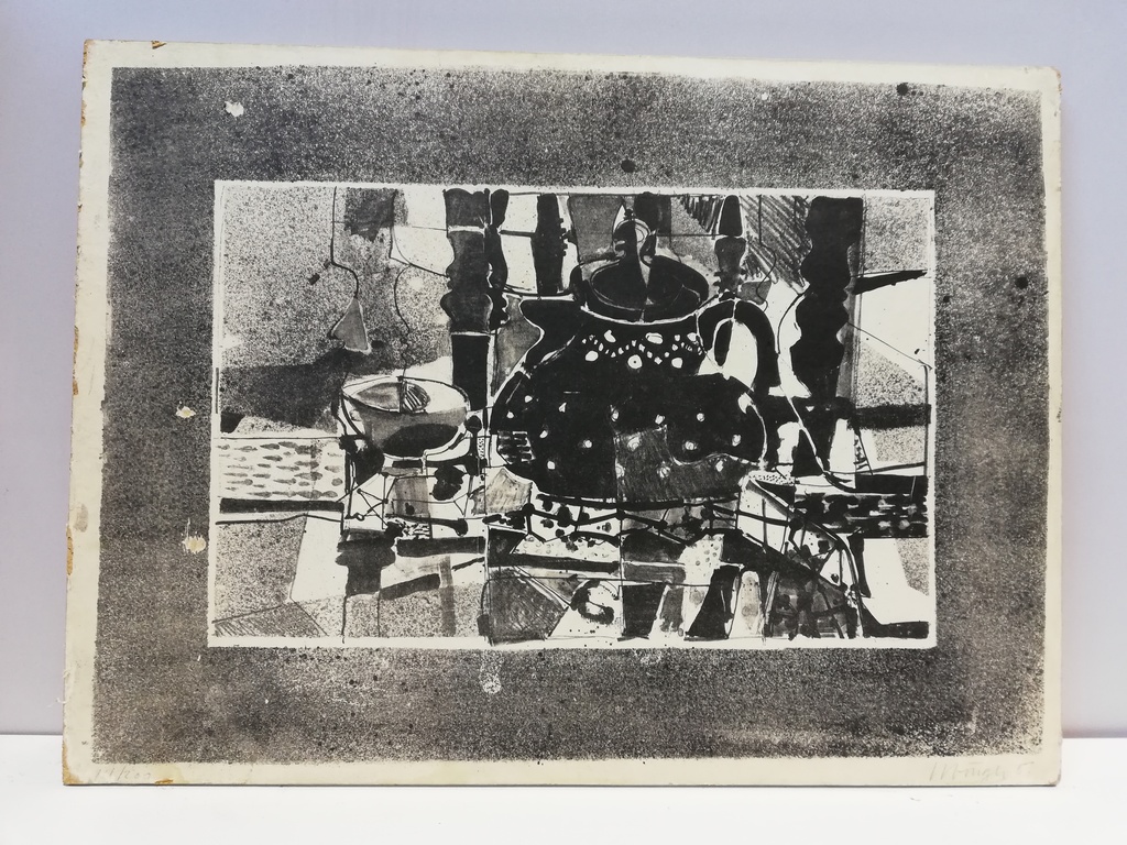 Lithographie ,, Teekanne u. Tasse ,,,