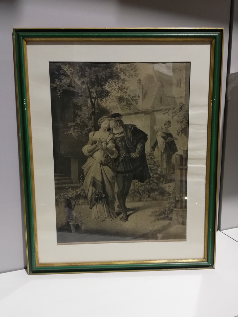 Stahlstich- Renaissance Dame und Herr