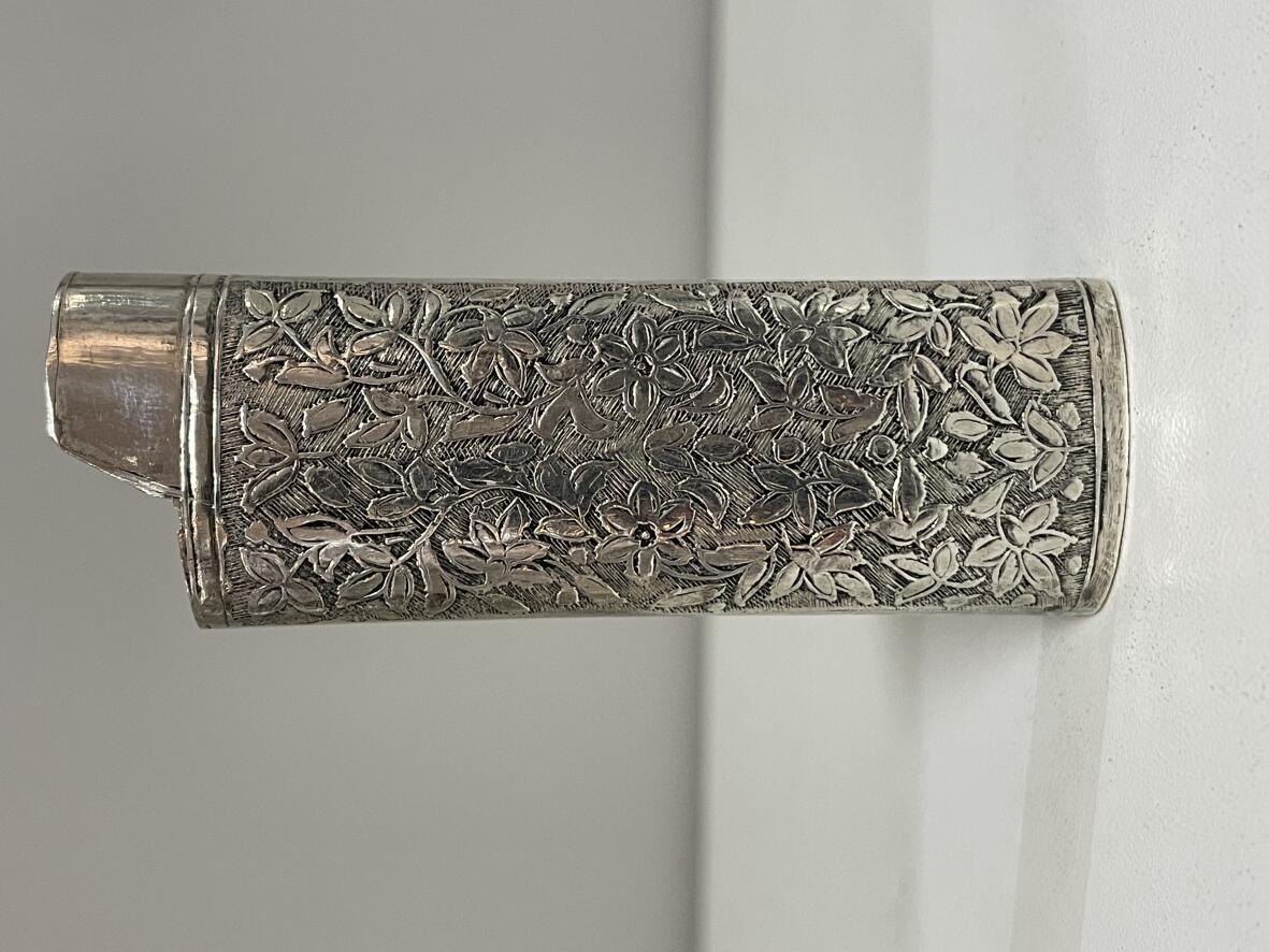 Feuerzeughülle oval aus Silber