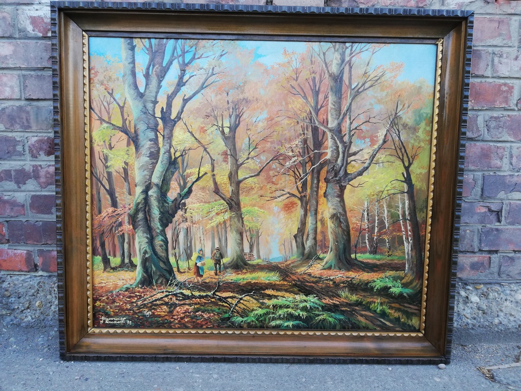 Sehr großes Ölgemälde- Wald mit 2 Personen von Alexander Rudolf