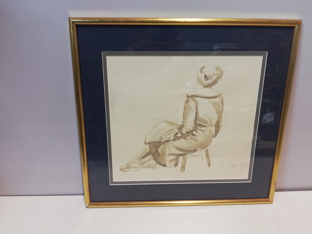 Rückenansicht einer Dame, Aquarell
