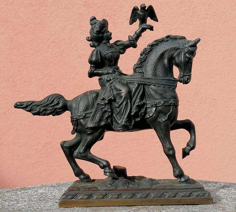 Bronzestatuette - Reiter mit Falke