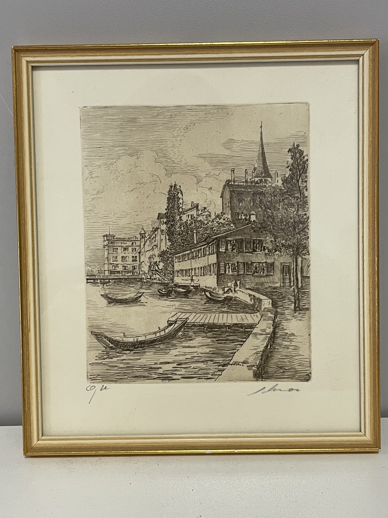 Stadt am See, Radierung