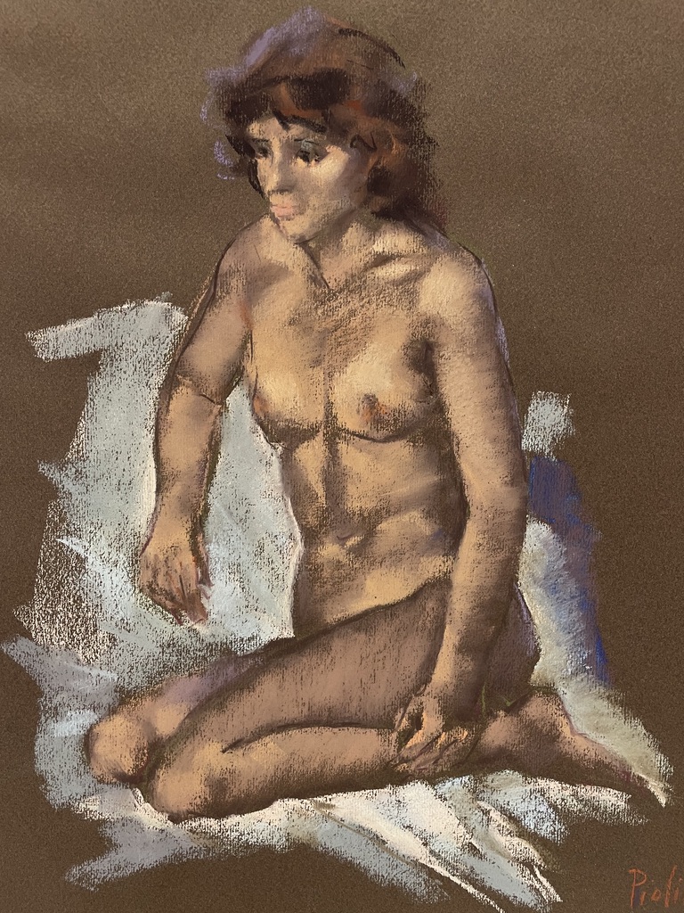 P. Piolini, Frauenakt, Pastellkreide